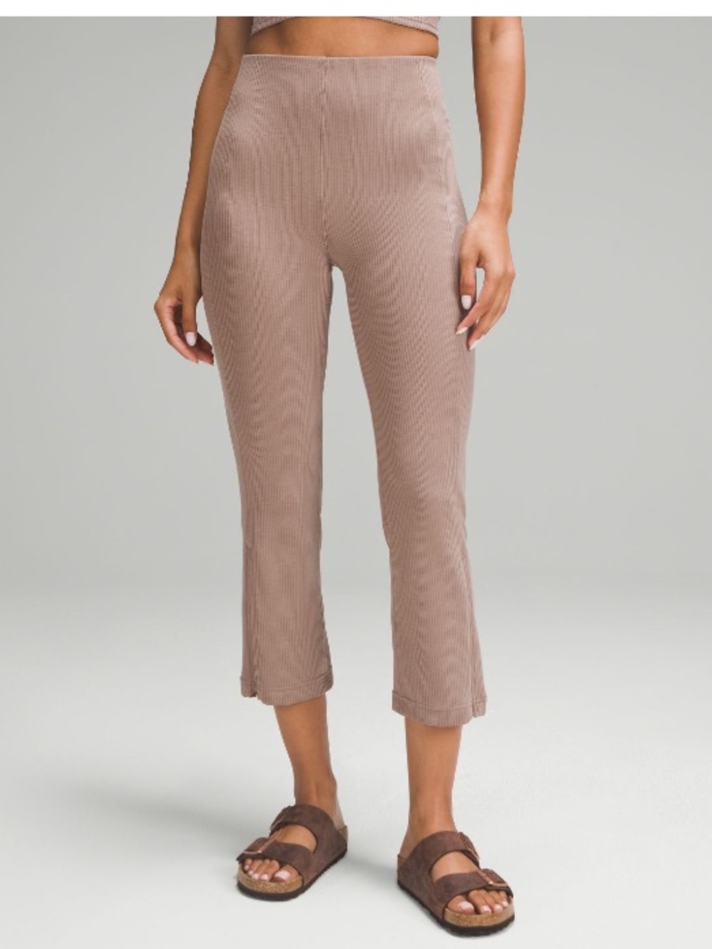 Lululemon Ribbed Softstreme Zip-Leg High-Rise Cropped Pant 25" Size 4